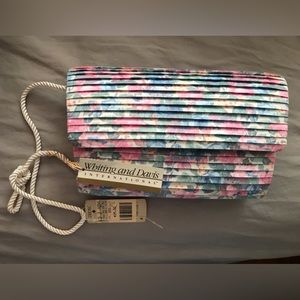 Whiting & Davis 80’s pleated chintz fabric clutch purse - 8” x 5” x 2”